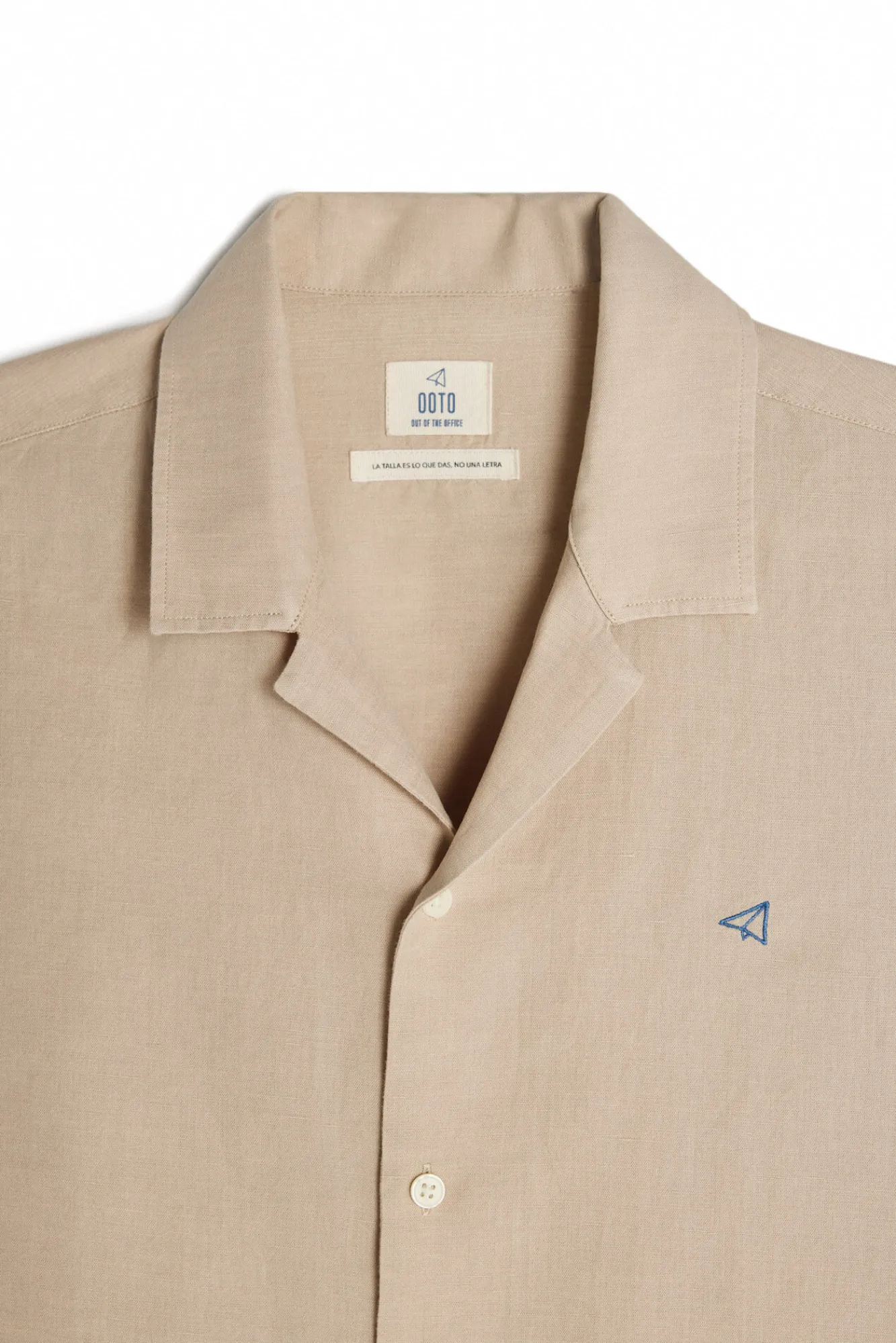 Ooto Camisa Lino Manga Corta Beige Outlet