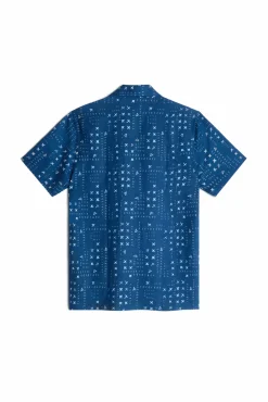 Ooto Camisa Lino Manga Corta Estampado Patch Azul Marino Outlet