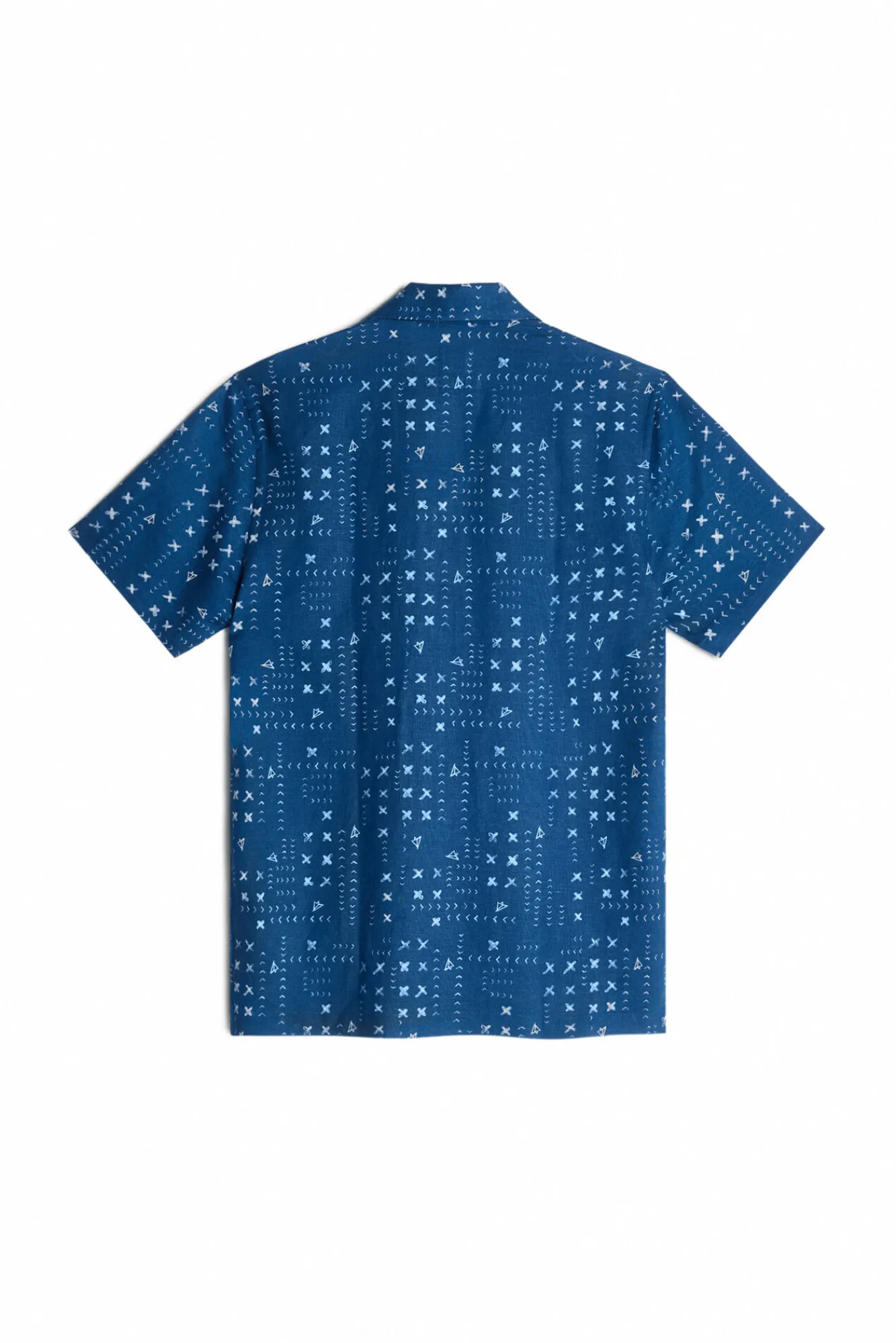 Ooto Camisa Lino Manga Corta Estampado Patch Azul Marino Outlet