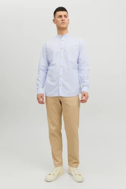 Jack & Jones Camisa Lino Manga Larga Azul Claro Outlet