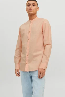 Jack & Jones Camisa Lino Manga Larga Rosa Outlet