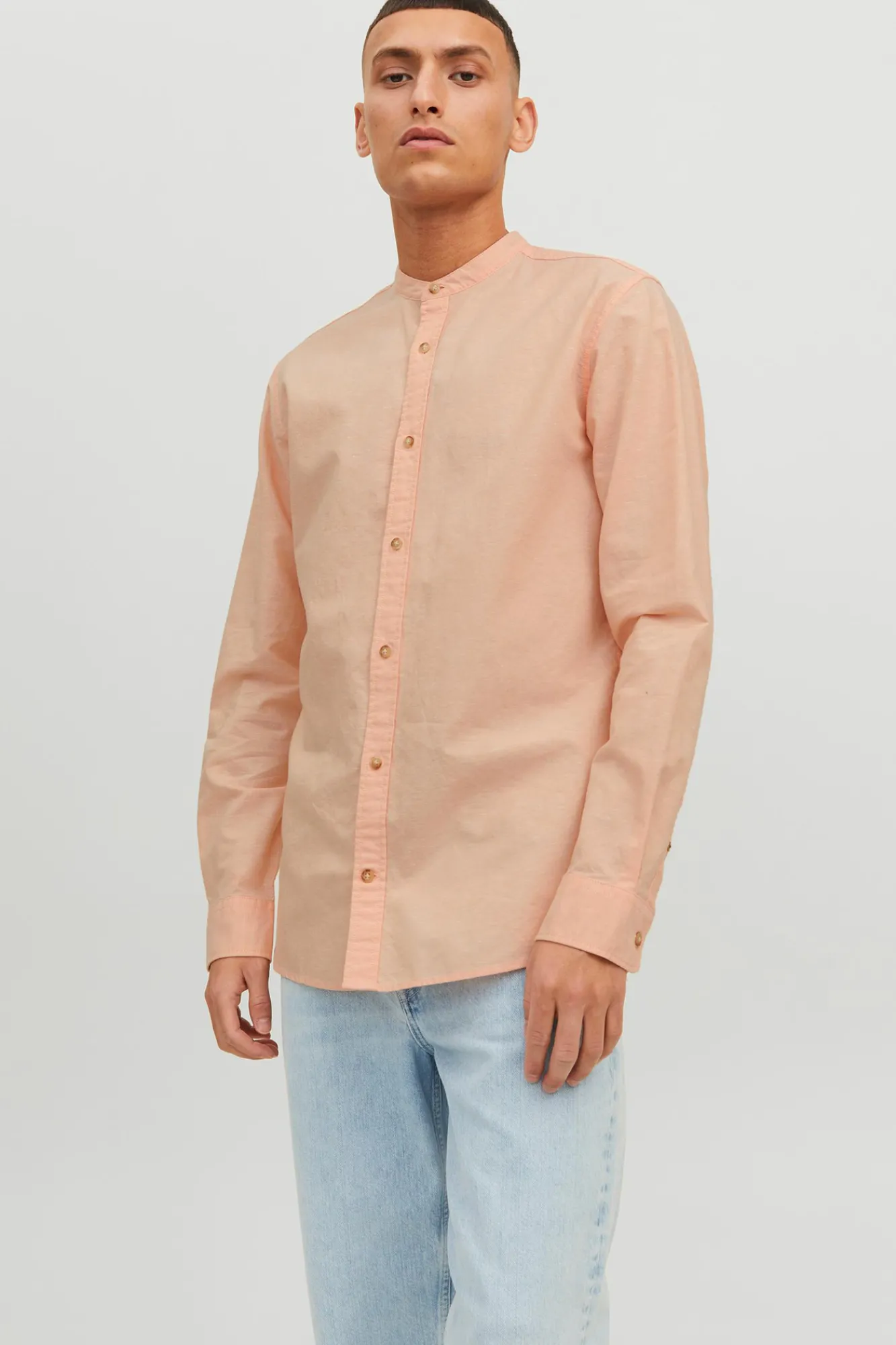 Jack & Jones Camisa Lino Manga Larga Rosa Outlet