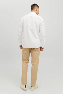 Jack & Jones Camisa Lino Manga Larga Blanco Sale