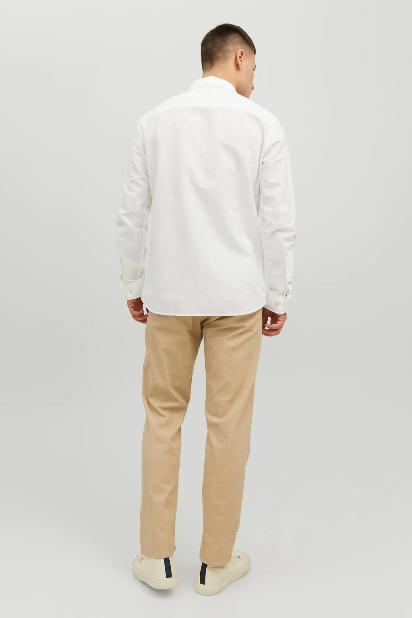 Jack & Jones Camisa Lino Manga Larga Blanco Sale