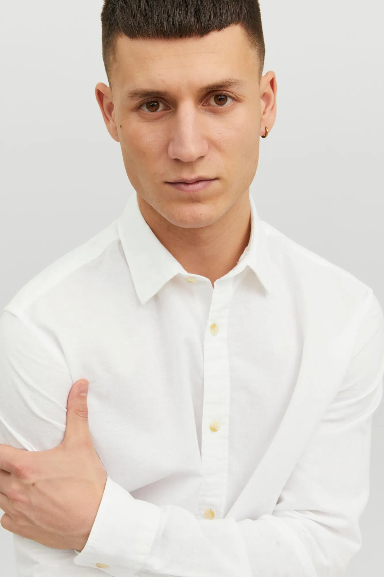 Jack & Jones Camisa Lino Manga Larga Blanco Sale