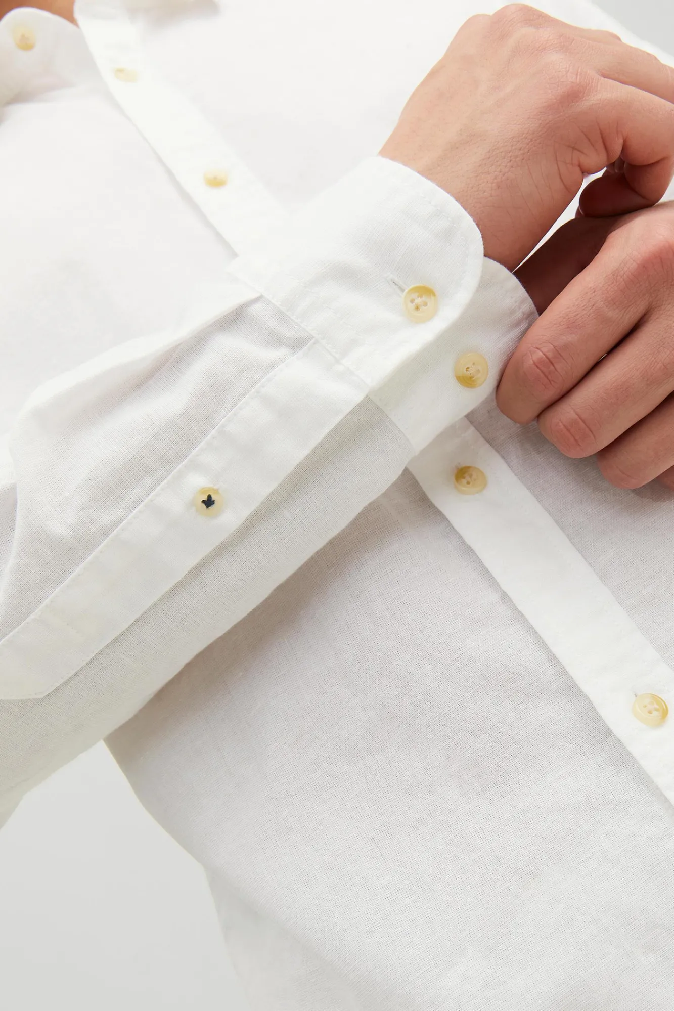 Jack & Jones Camisa Lino Manga Larga Blanco Sale