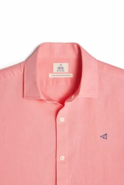 Ooto Camisa Lino Manga Larga Coral