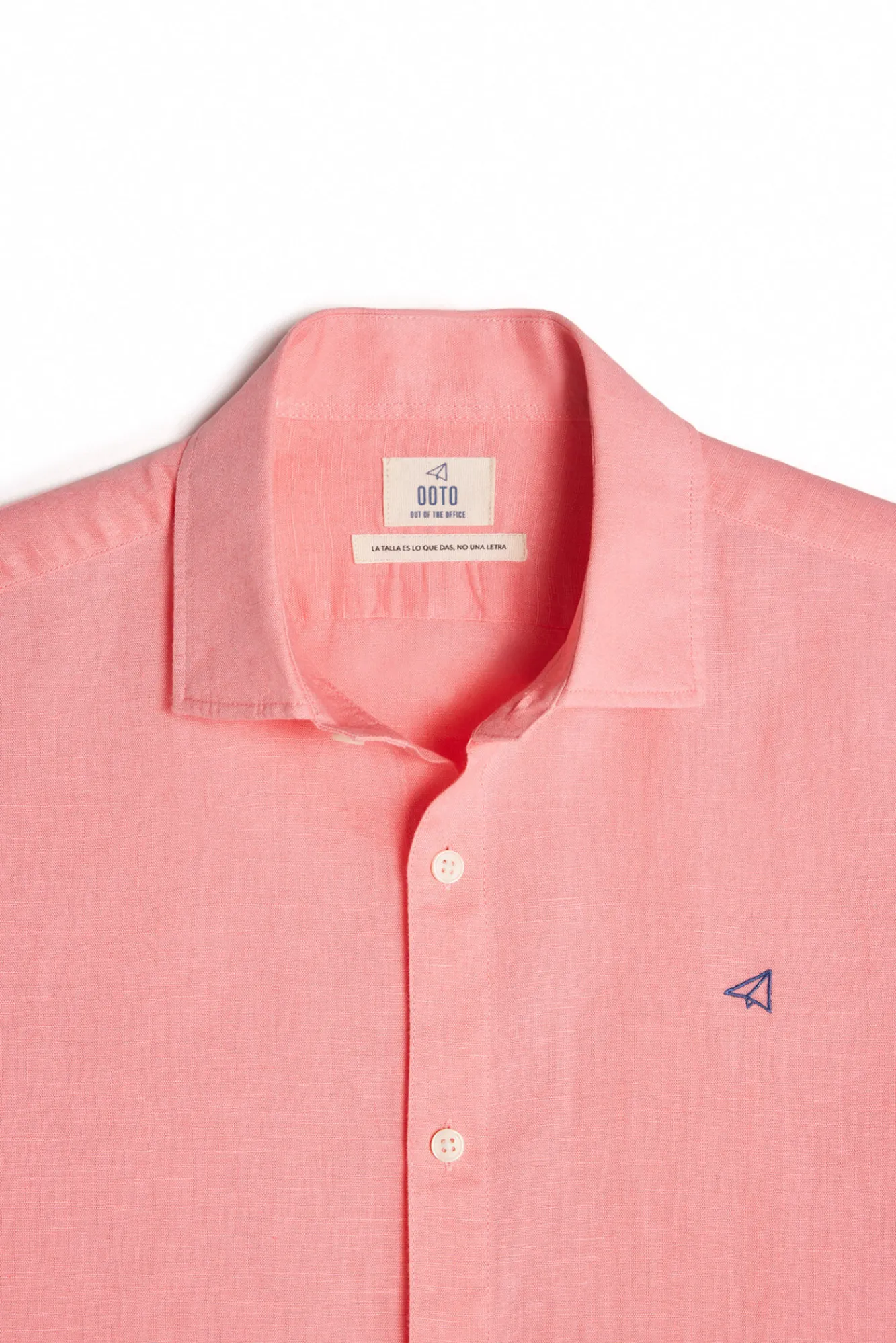 Ooto Camisa Lino Manga Larga Coral