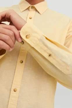 Jack & Jones Camisa Lino Manga Larga Amarillo Online