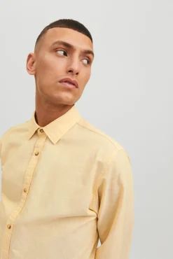 Jack & Jones Camisa Lino Manga Larga Amarillo Online