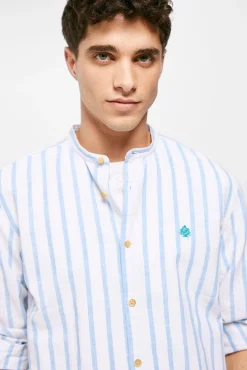 * Camisa Lino Mao Azul Online