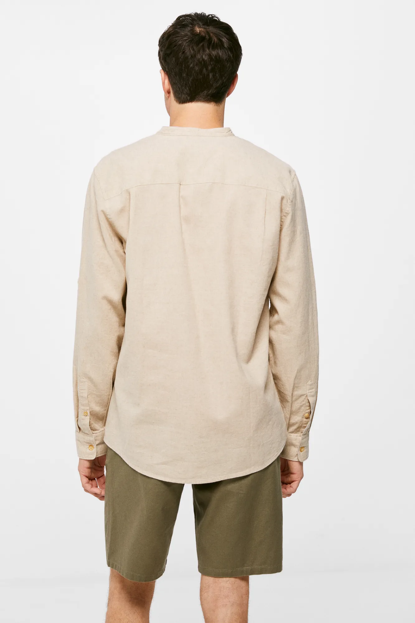 * Camisa Lino Mao Beige Medio Hot