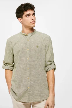 * Camisa Lino Mao Estampado Verde Outlet
