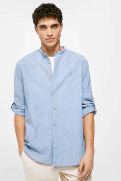 * Camisa Lino Mao Azul Clearance