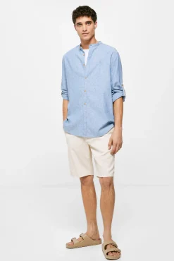 * Camisa Lino Mao Azul Clearance