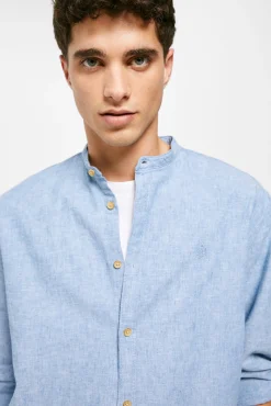 * Camisa Lino Mao Azul Clearance