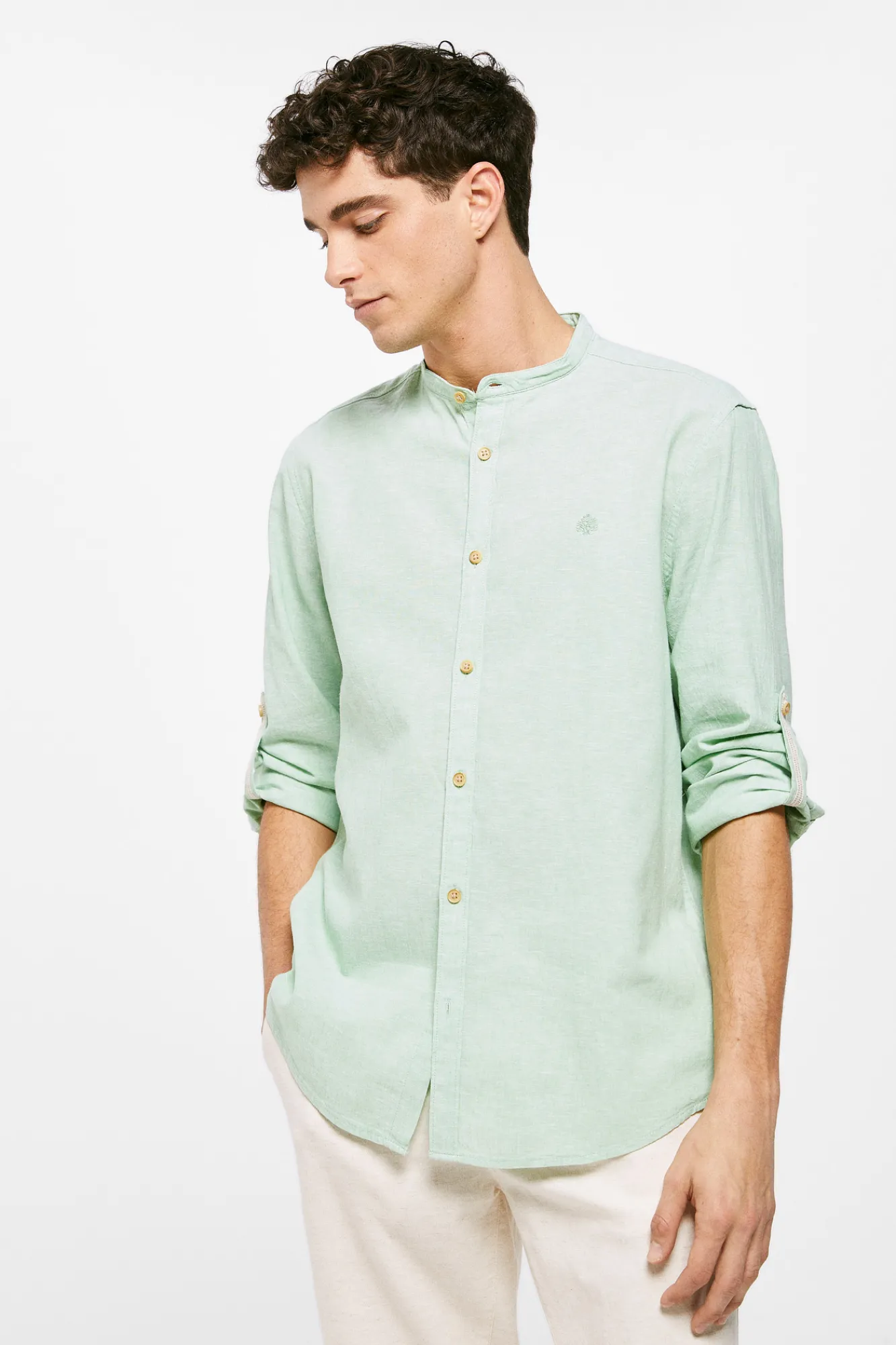 * Camisa Lino Mao Verde Hot