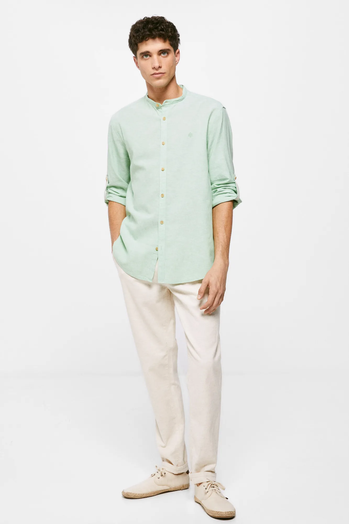 * Camisa Lino Mao Verde Hot