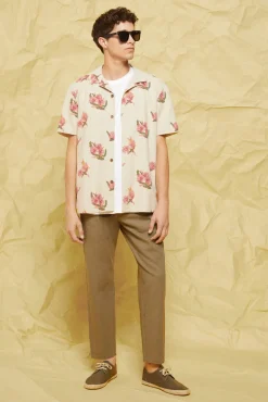 * Camisa Lino Mao Beige Medio New