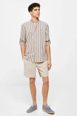 * Camisa Lino Mao Azul Medio Online
