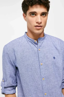 * Camisa Lino Mao Azul Hot