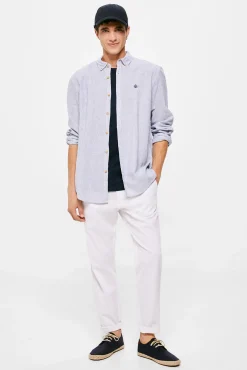 * Camisa Lino Rayas Azul Outlet