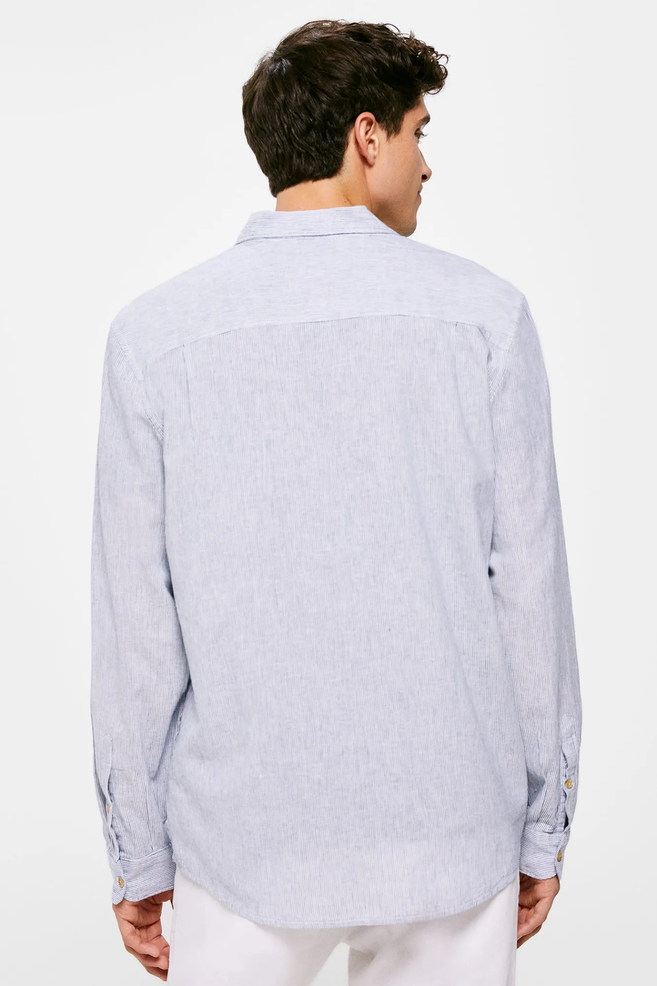 * Camisa Lino Rayas Azul Outlet