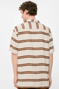 * Camisa Lino Rayas Beige Medio Outlet