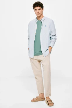 * Camisa Lino Rayas Azul Clearance