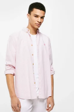 * Camisa Lino Rayas Rosa Discount