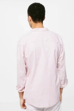 * Camisa Lino Rayas Rosa Discount