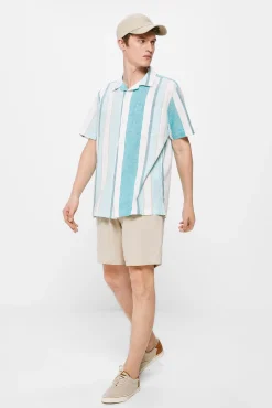 * Camisa Lino Rayas Turquesa New