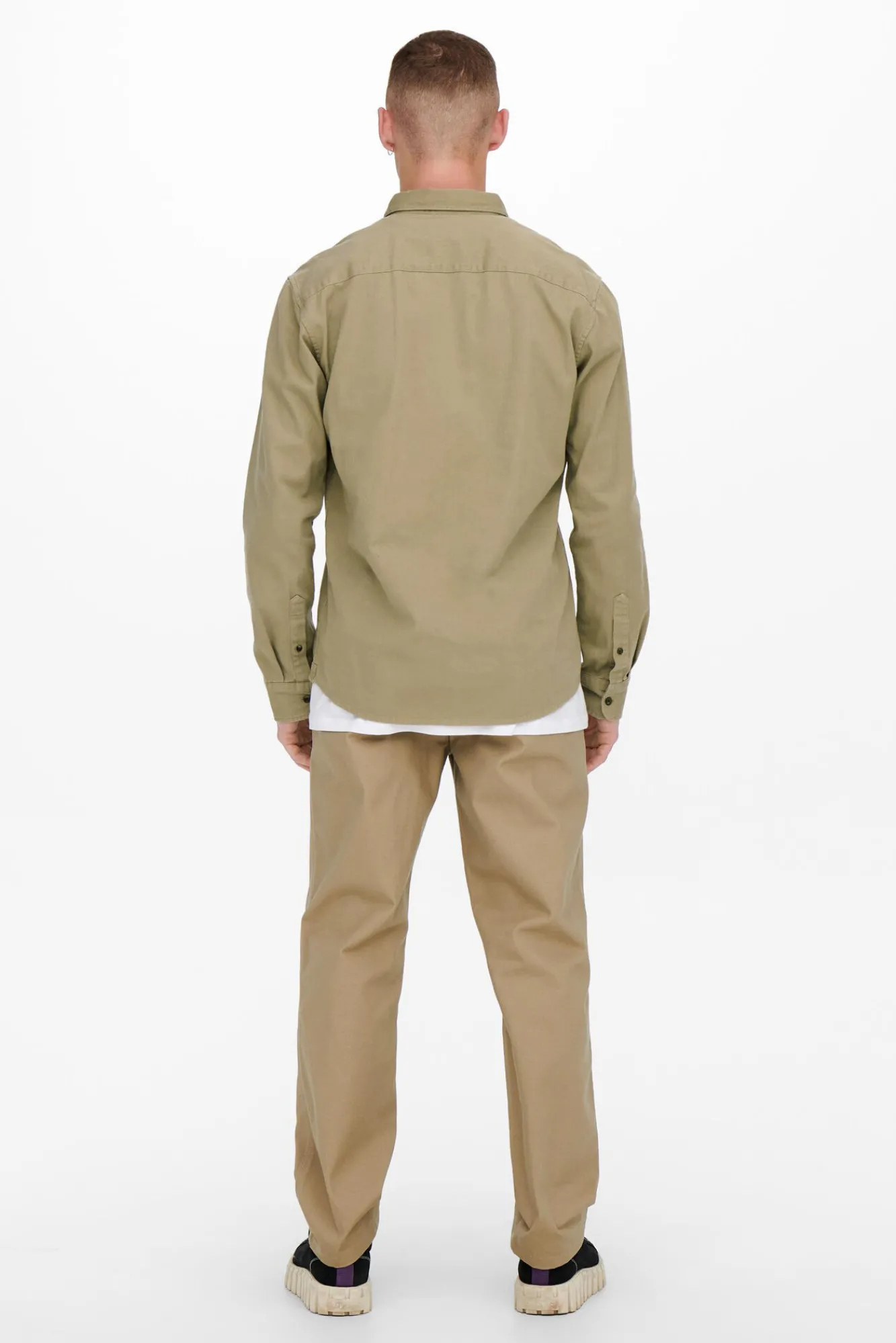 Only & Sons Camisa Lisa Bolsillo Marron Medio Discount