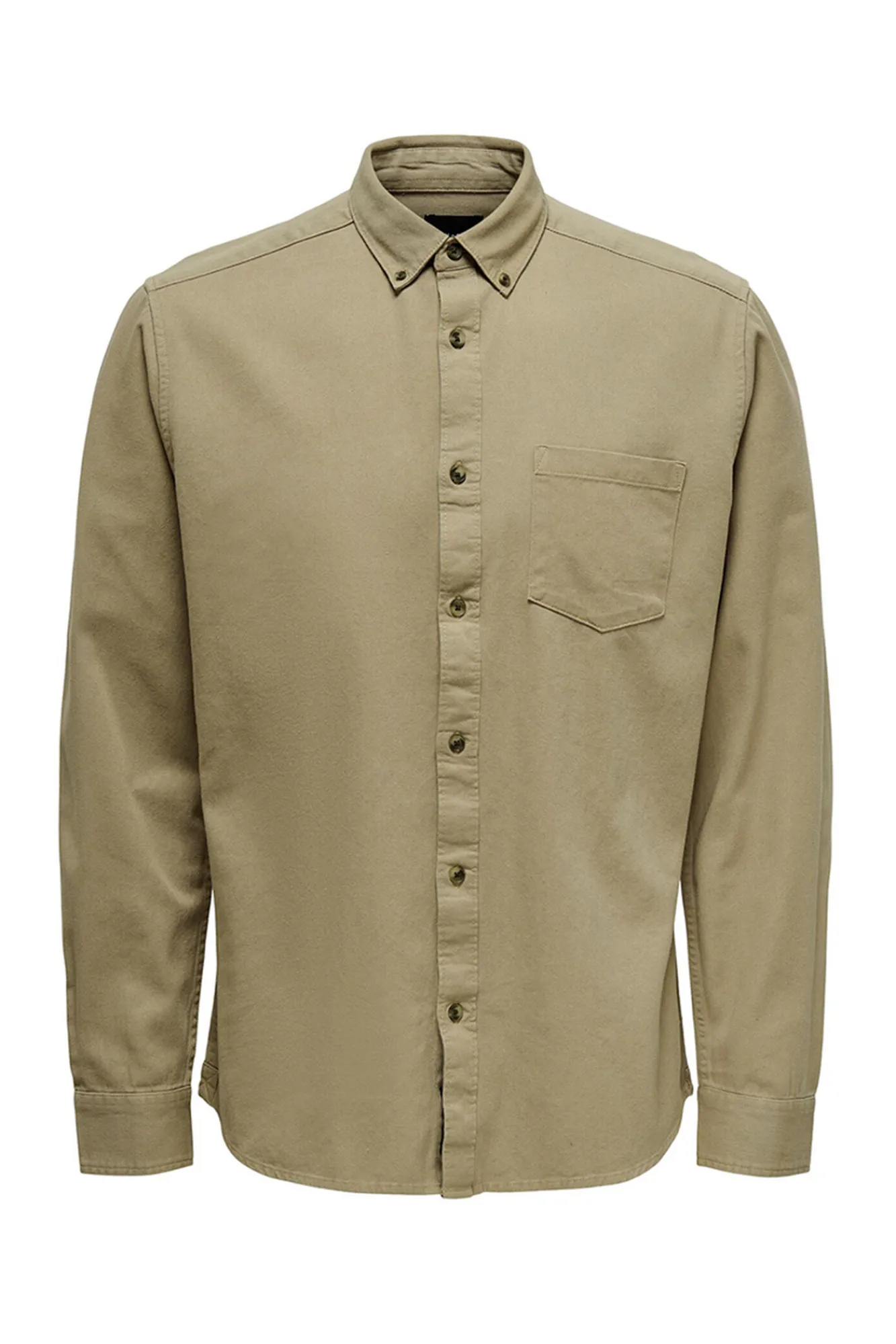 Only & Sons Camisa Lisa Bolsillo Marron Medio Discount