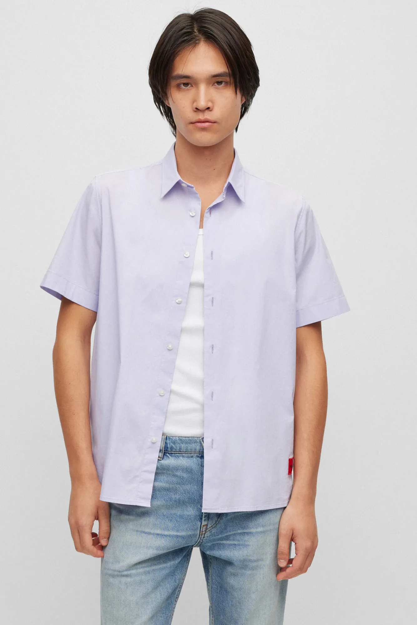 HUGO Camisa Manga Corta Morado Discount