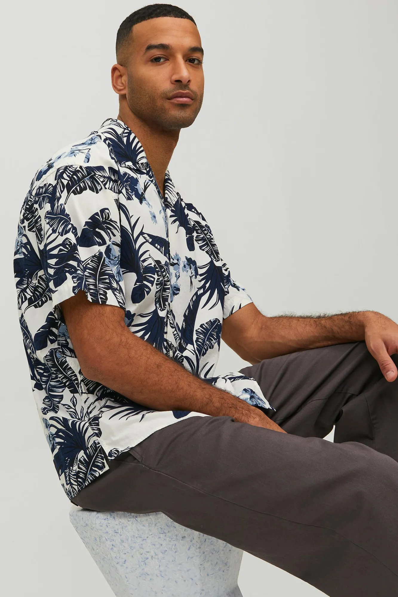 Jack & Jones Camisa Manga Corta Estampada Estampado Azul Hot