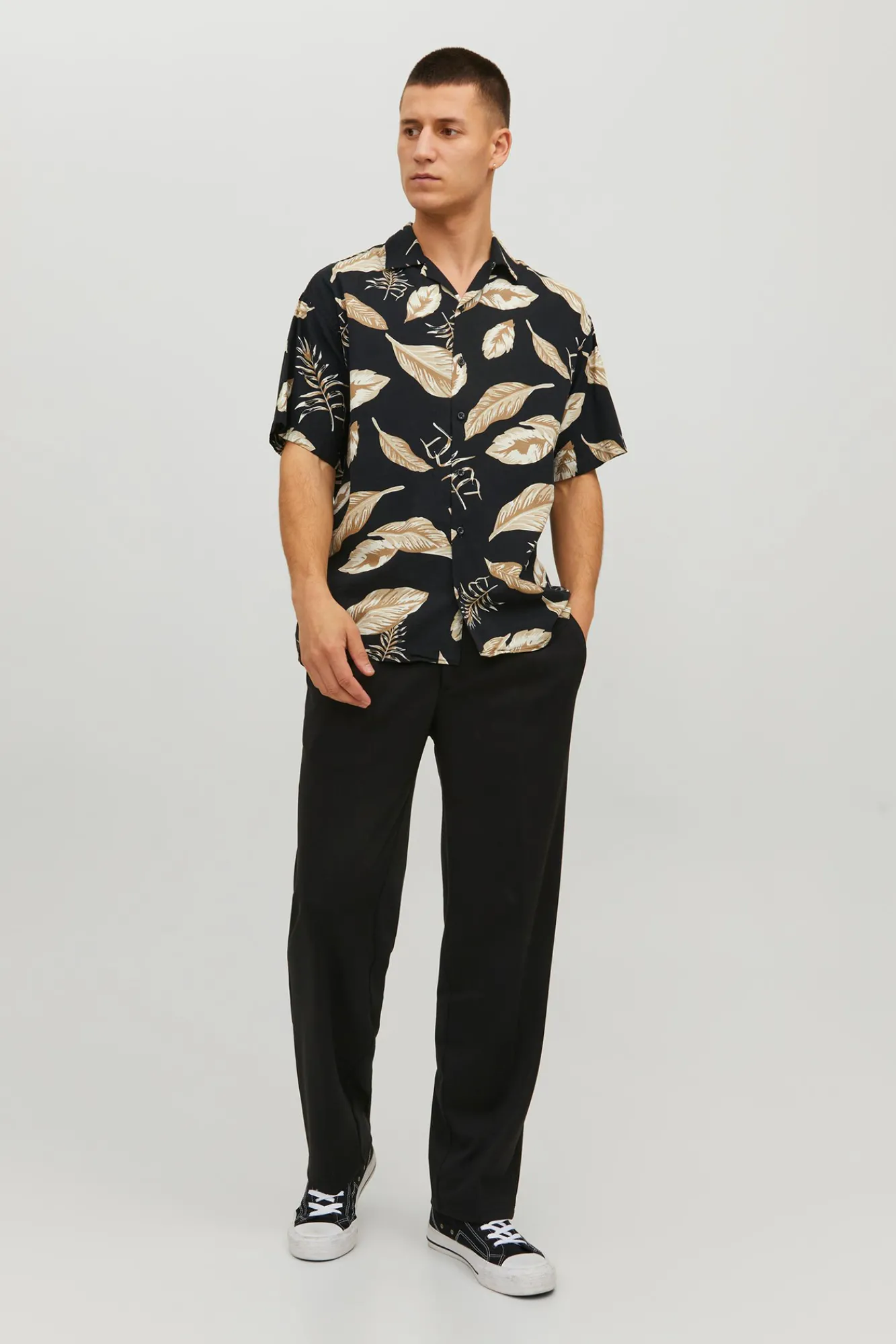 Jack & Jones Camisa Manga Corta Estampada Negro Best