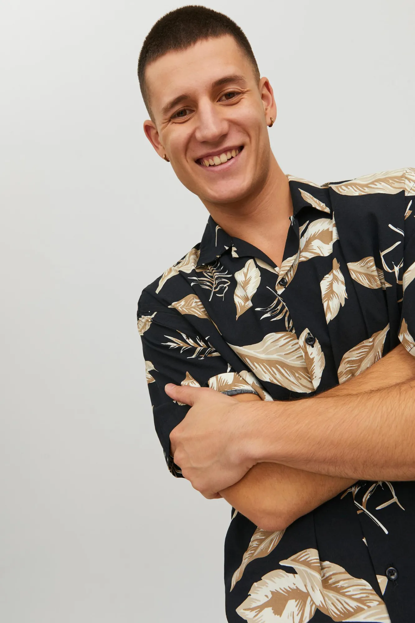 Jack & Jones Camisa Manga Corta Estampada Negro Best