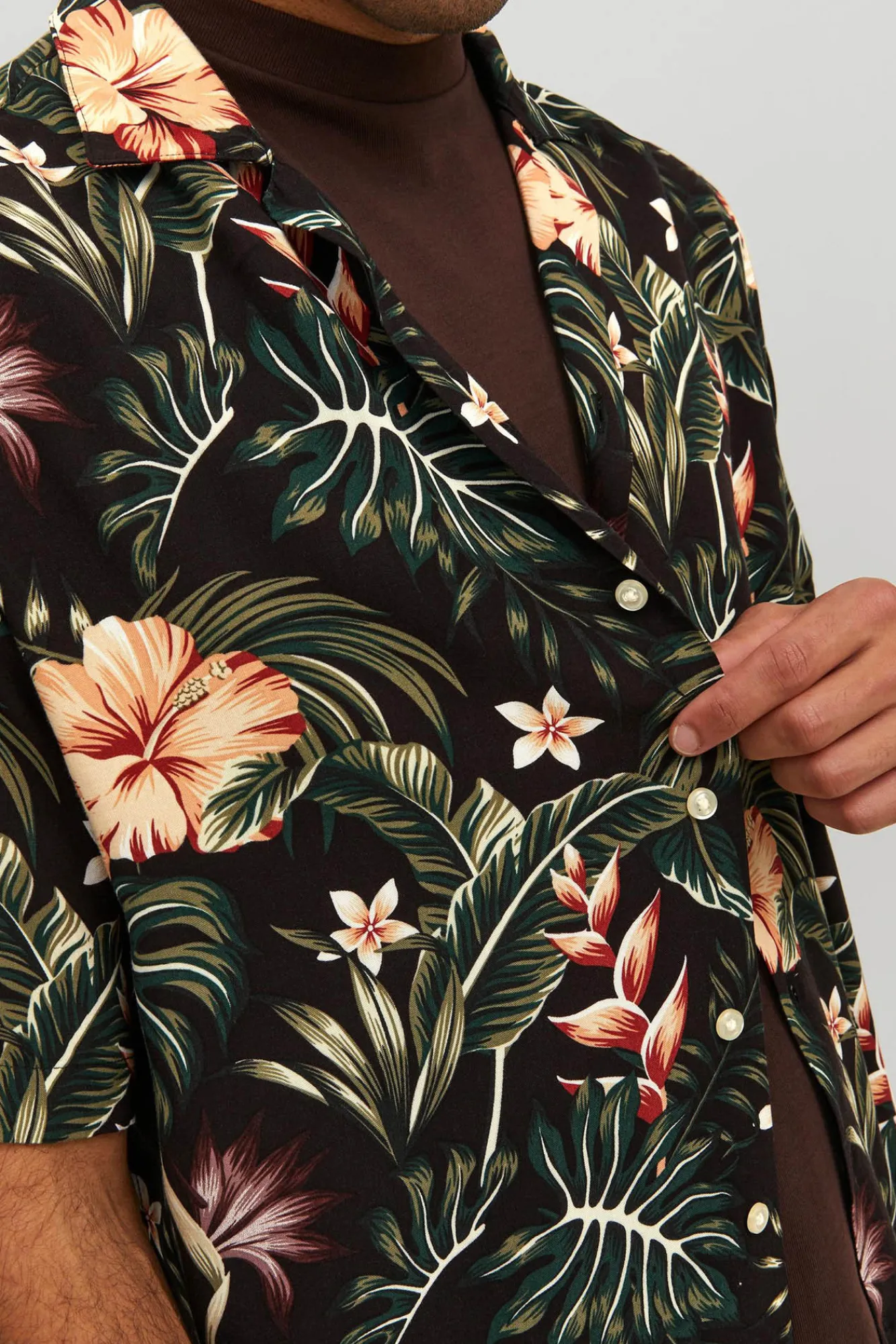 Jack & Jones Camisa Manga Corta Print Floral Negro Outlet