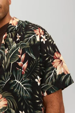 Jack & Jones Camisa Manga Corta Print Floral Negro Outlet