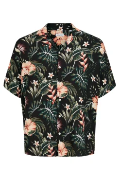Jack & Jones Camisa Manga Corta Print Floral Negro Outlet