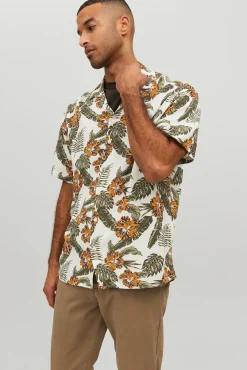 Jack & Jones Camisa Manga Corta Print Floral Blanco Discount
