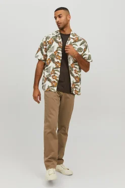 Jack & Jones Camisa Manga Corta Print Floral Blanco Discount