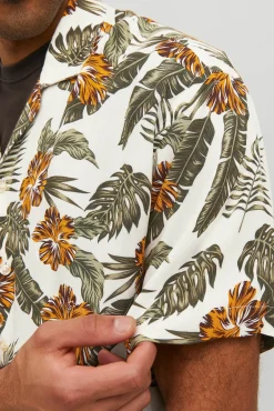 Jack & Jones Camisa Manga Corta Print Floral Blanco Discount