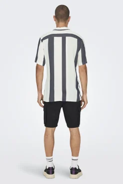 Only & Sons Camisa Manga Corta Rayas Navy Sale
