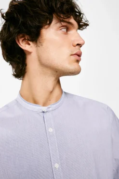 * Camisa Microraya Mao Azul Medio Online