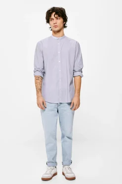 * Camisa Microraya Mao Azul Medio Online