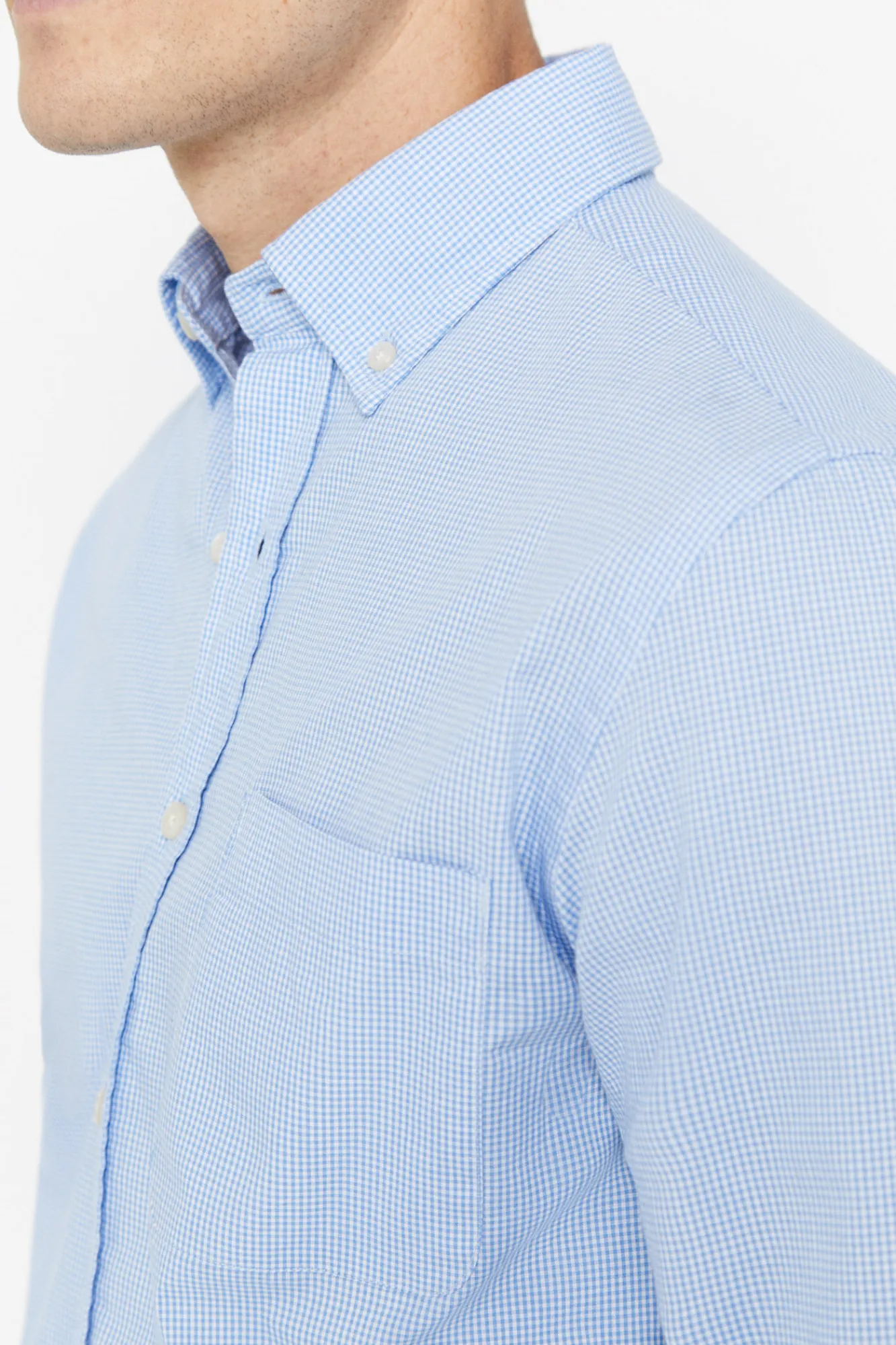 Cortefiel Camisa Microvichy Facil Plancha Azul