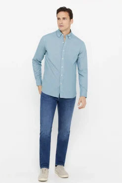 Cortefiel Camisa Microvichy Facil Plancha Verde Sale