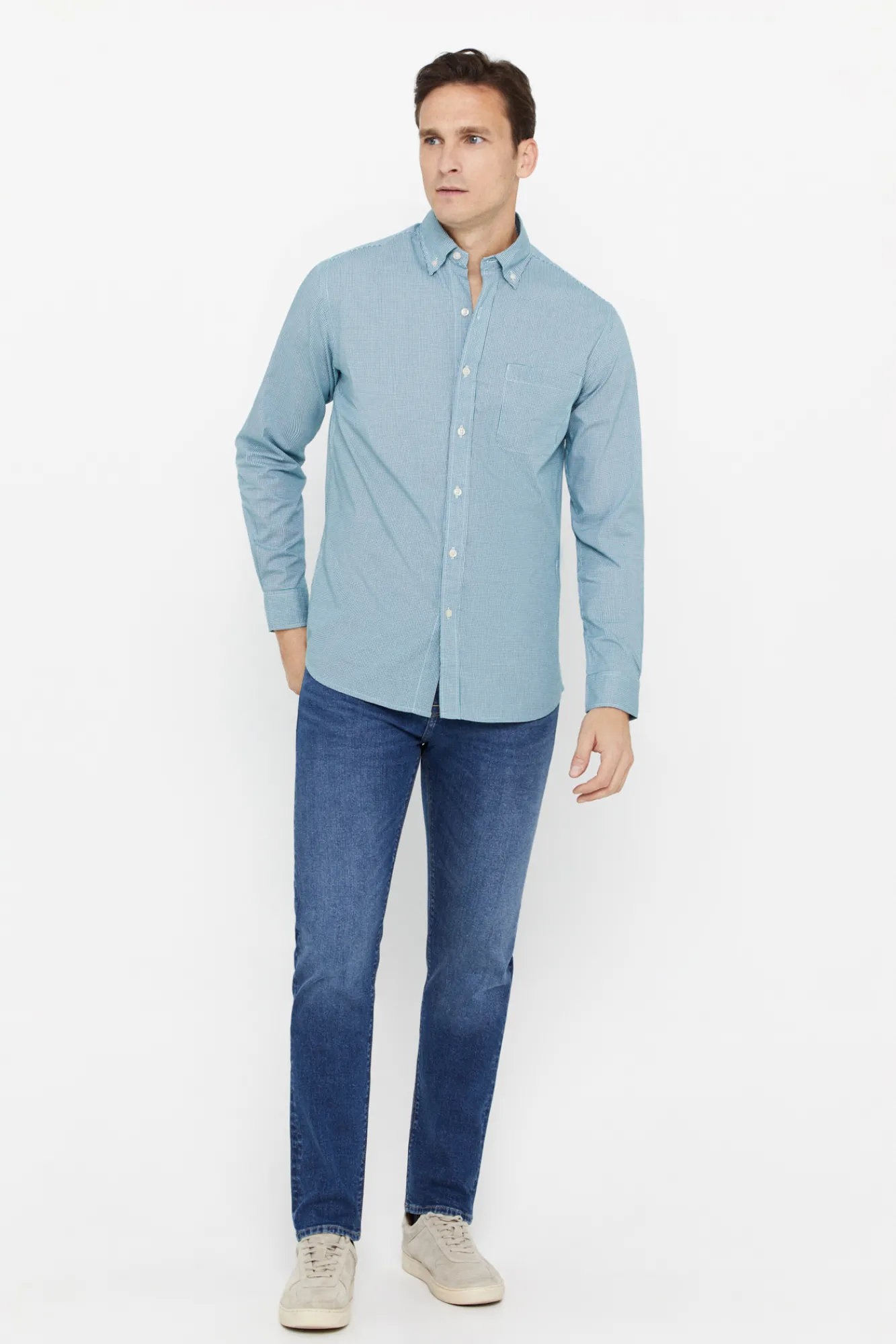 Cortefiel Camisa Microvichy Facil Plancha Verde Sale